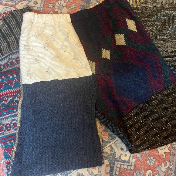 New! Handmade Up Cycled Vintage Sweater Pants Boho Wide Leg OOAK - Picture 2 of 3